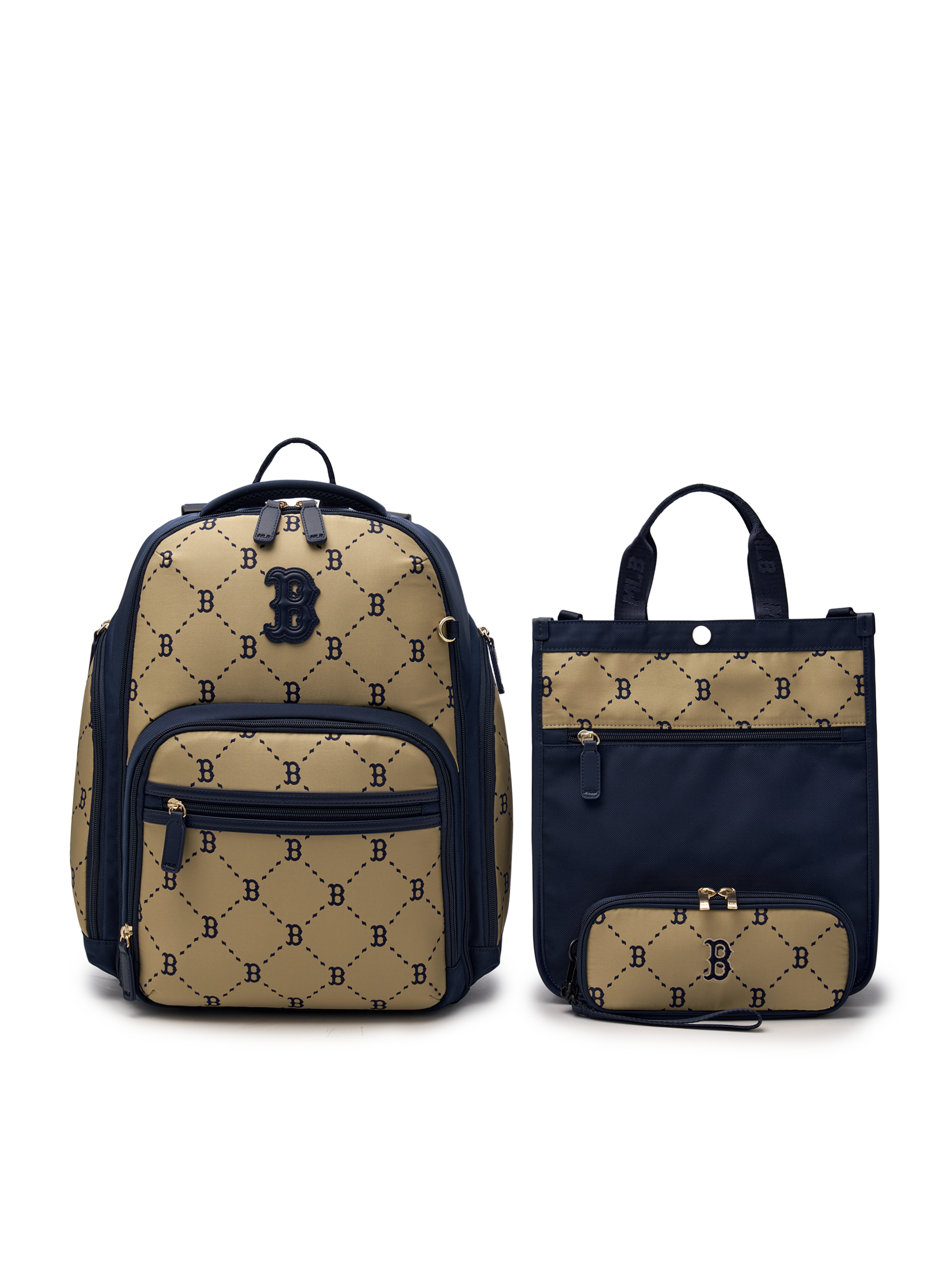 MLB 자카드 모노그램 3PCS 책가방 세트 보스턴 레드삭스 (NAVY)