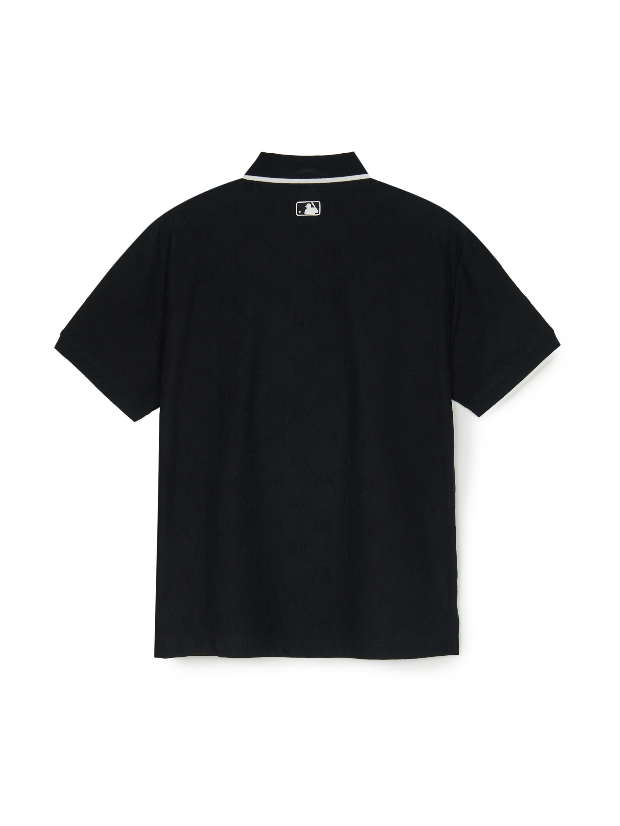 ☆MLB Korea☆ Diamond Monogram Jacquard Collar T-Shirt NY Bl MLB Unisex Monogram Part Pattern Collar Tee Shirt NY Yankees