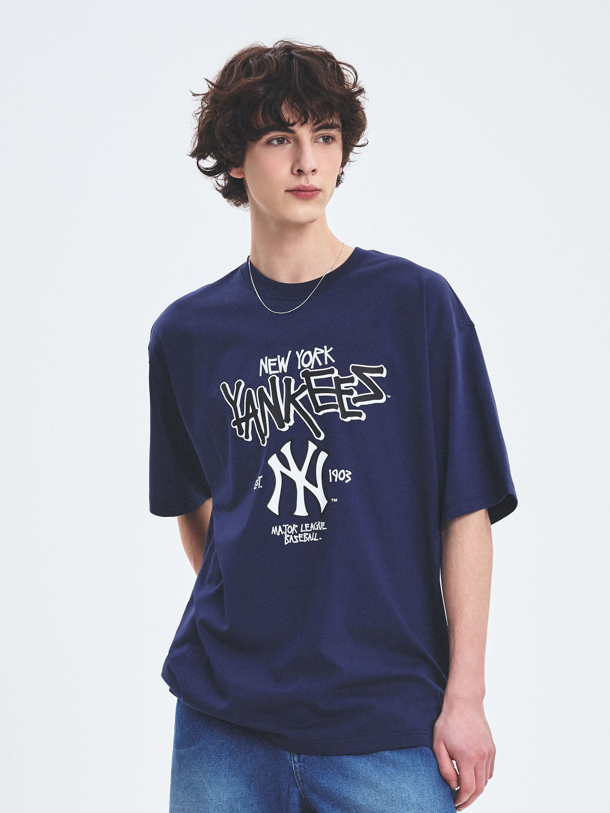 新品⭐韓国限定⭐MLB Korea⭐ Tシャツ Mサイズ モノグラム紺色ネイビー 엠엘비 코리아 - 2025 Summer item Special Price