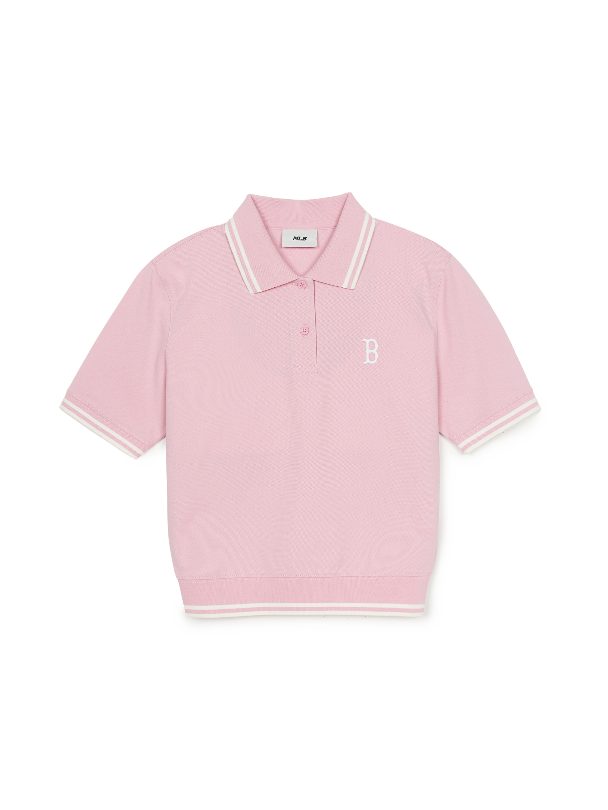 MLB 여성 베이직 크롭 카라 티셔츠 보스턴 레드삭스 (PINK)