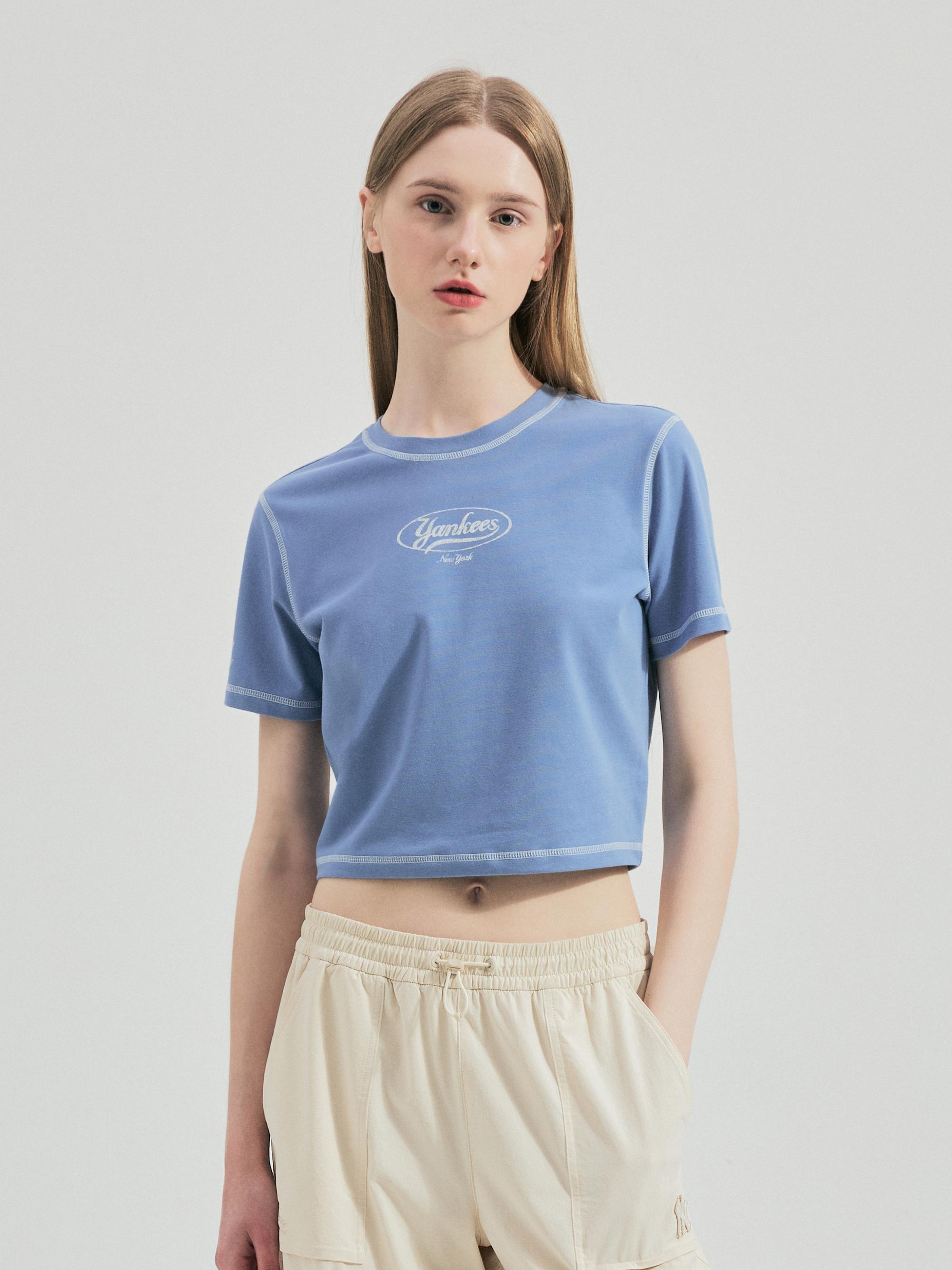 여성 빈티지 그래픽 슬림 크롭 티셔츠 뉴욕양키스
