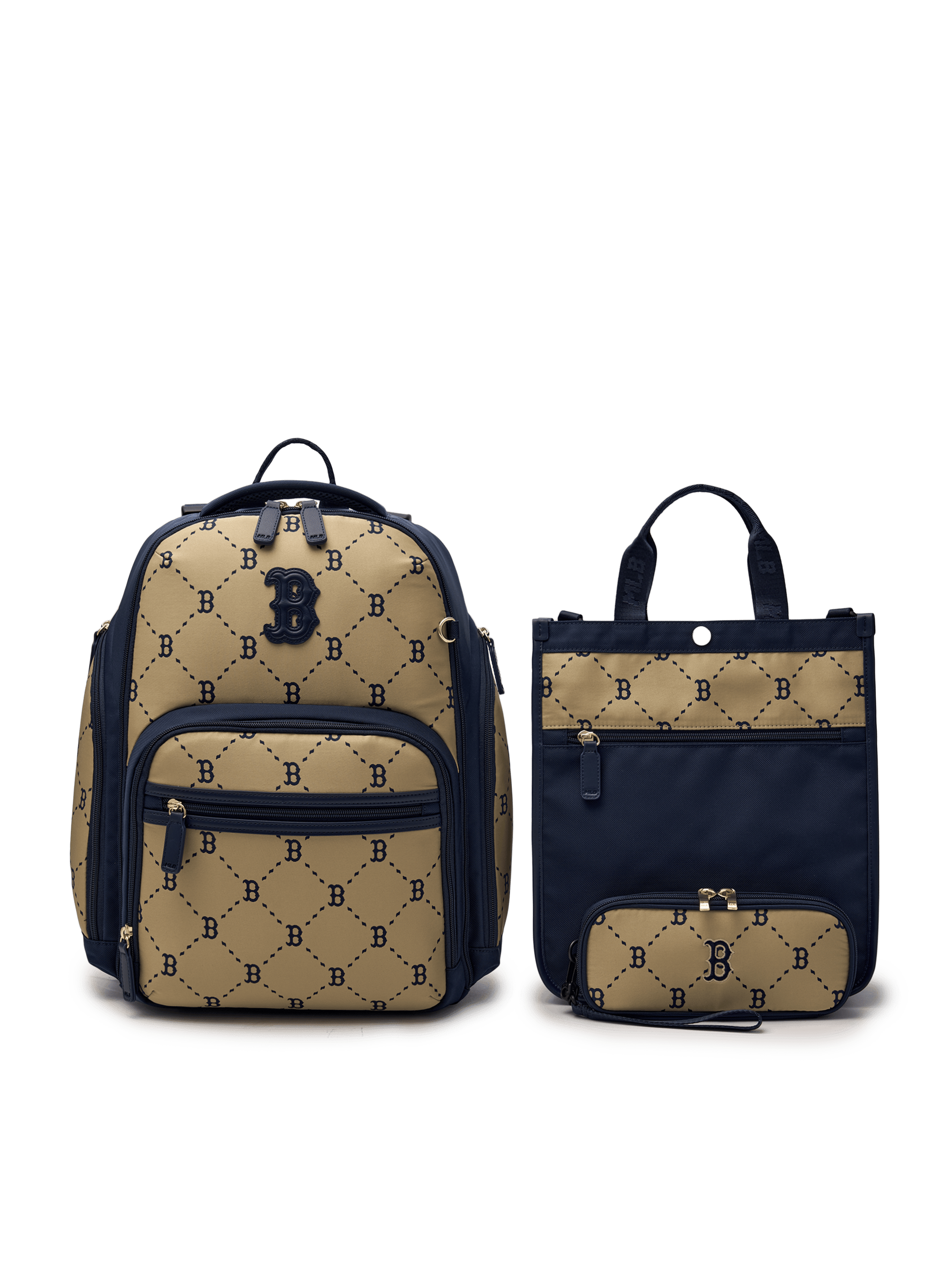 MLB 자카드 모노그램 3PCS 책가방 세트 보스턴 레드삭스 (NAVY)