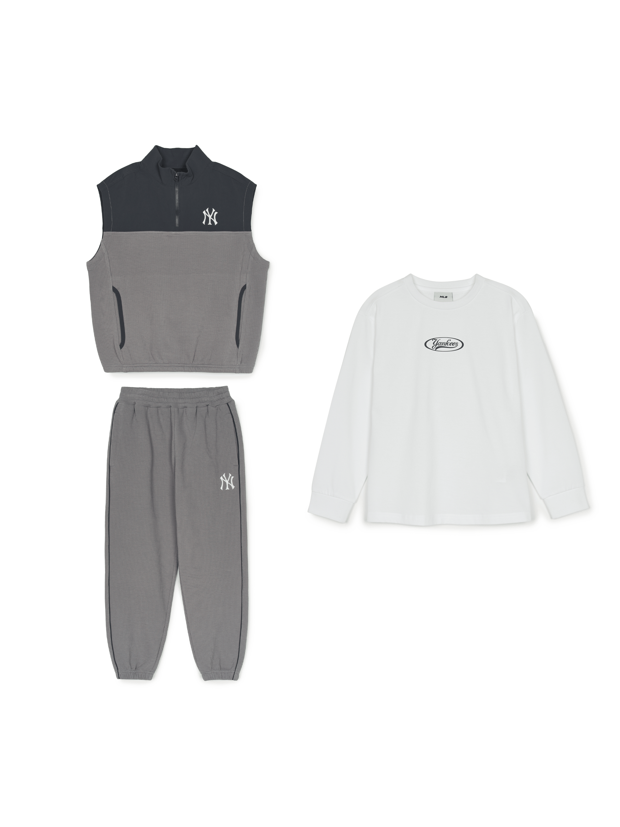 아웃도어 3PCS 와플베스트 긴팔티 세트 뉴욕양키스