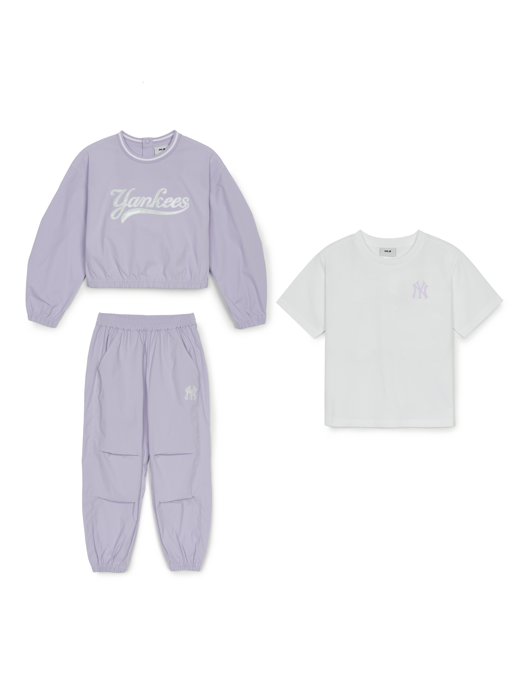 바시티 3PCS  우븐 여아 맨투맨 세트 뉴욕양키스