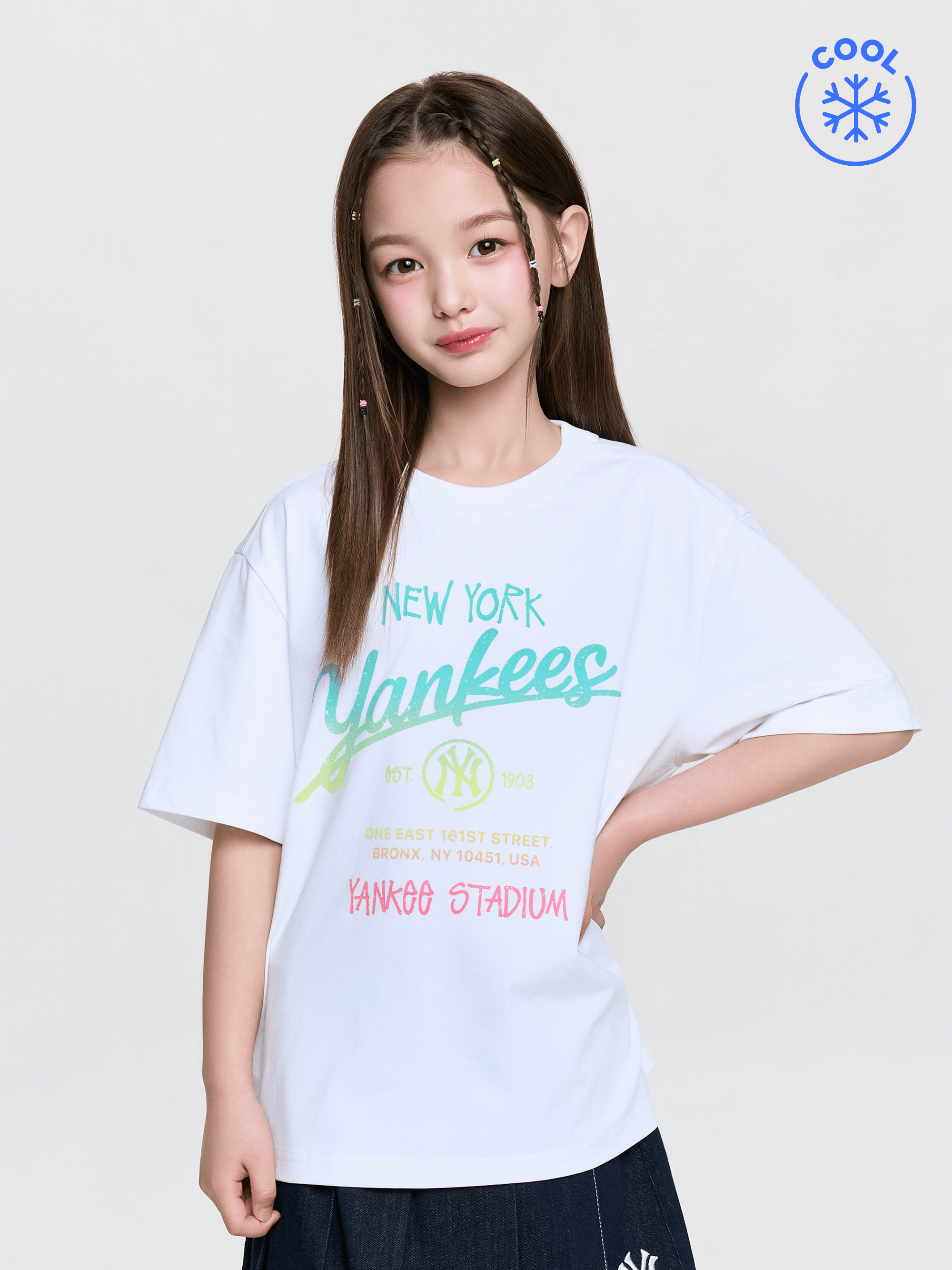 스트릿 그라데이션 레터링 티셔츠 뉴욕양키스