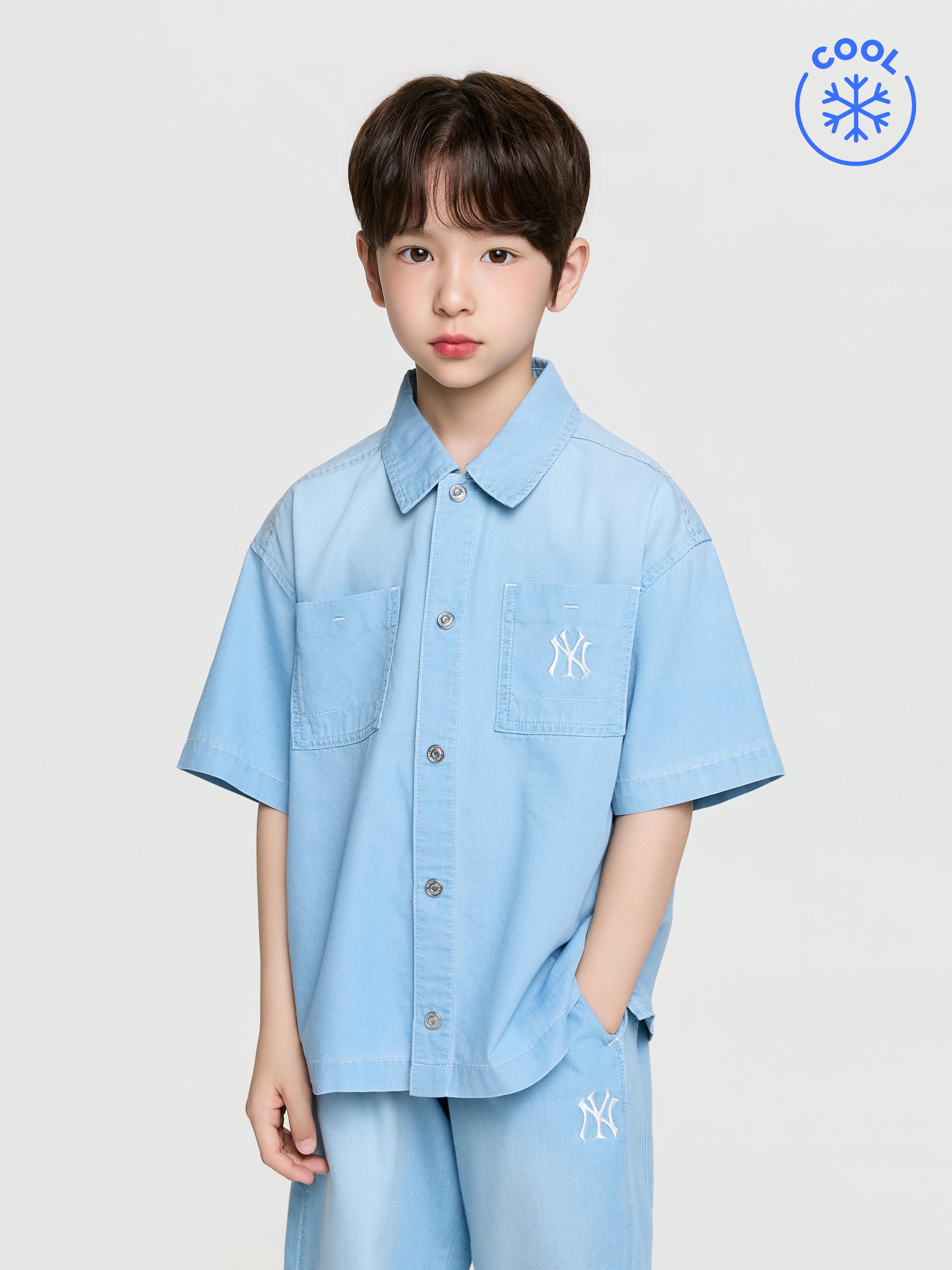 베이직 쿨필드 반팔 데님 셔츠 뉴욕양키스