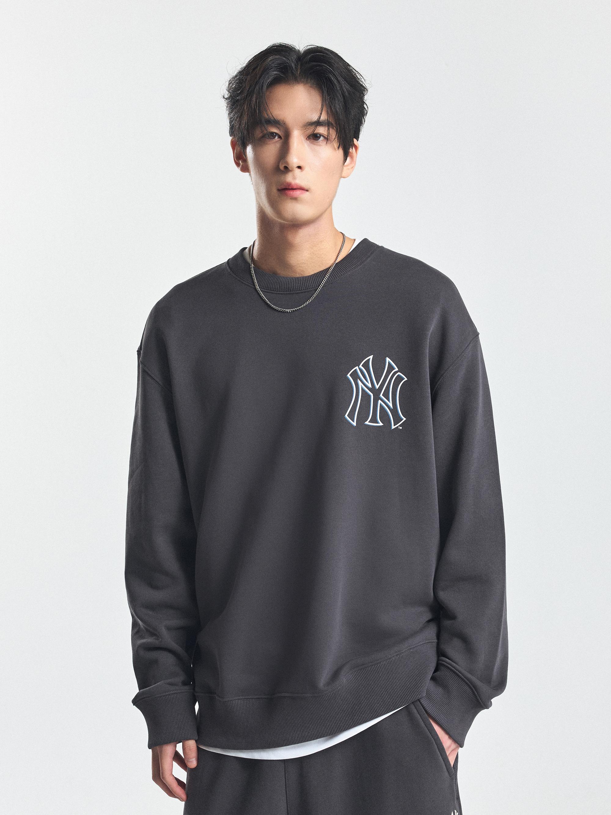 MLB 베이직 메가로고 오버핏 맨투맨 뉴욕양키스 (DARK GRAY)
