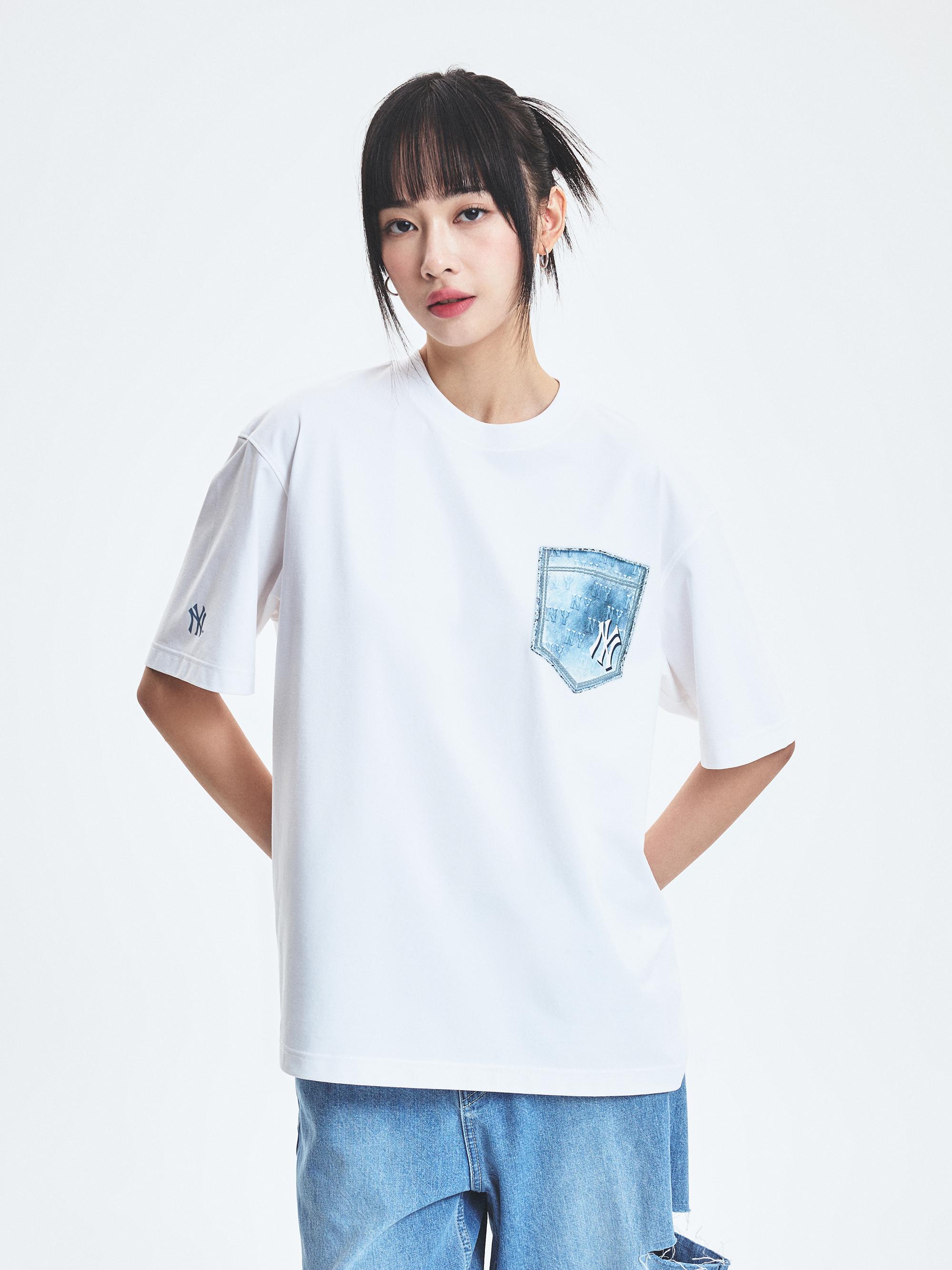 데님라이크 모노티브 포켓 오버핏 반팔 티셔츠 뉴욕양키스