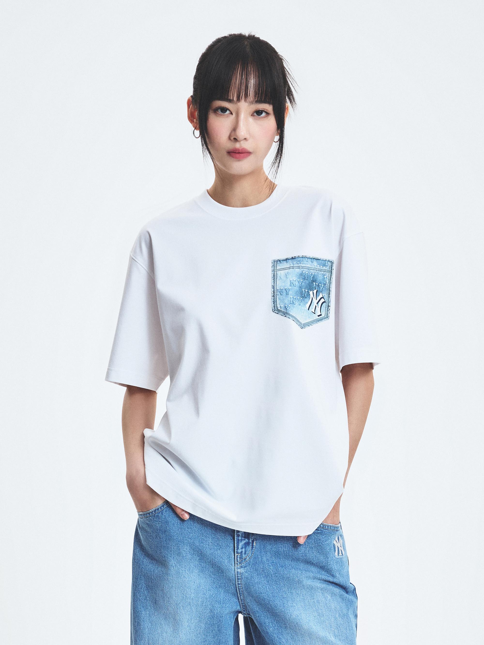 데님라이크 모노티브 포켓 오버핏 반팔 티셔츠 뉴욕양키스
