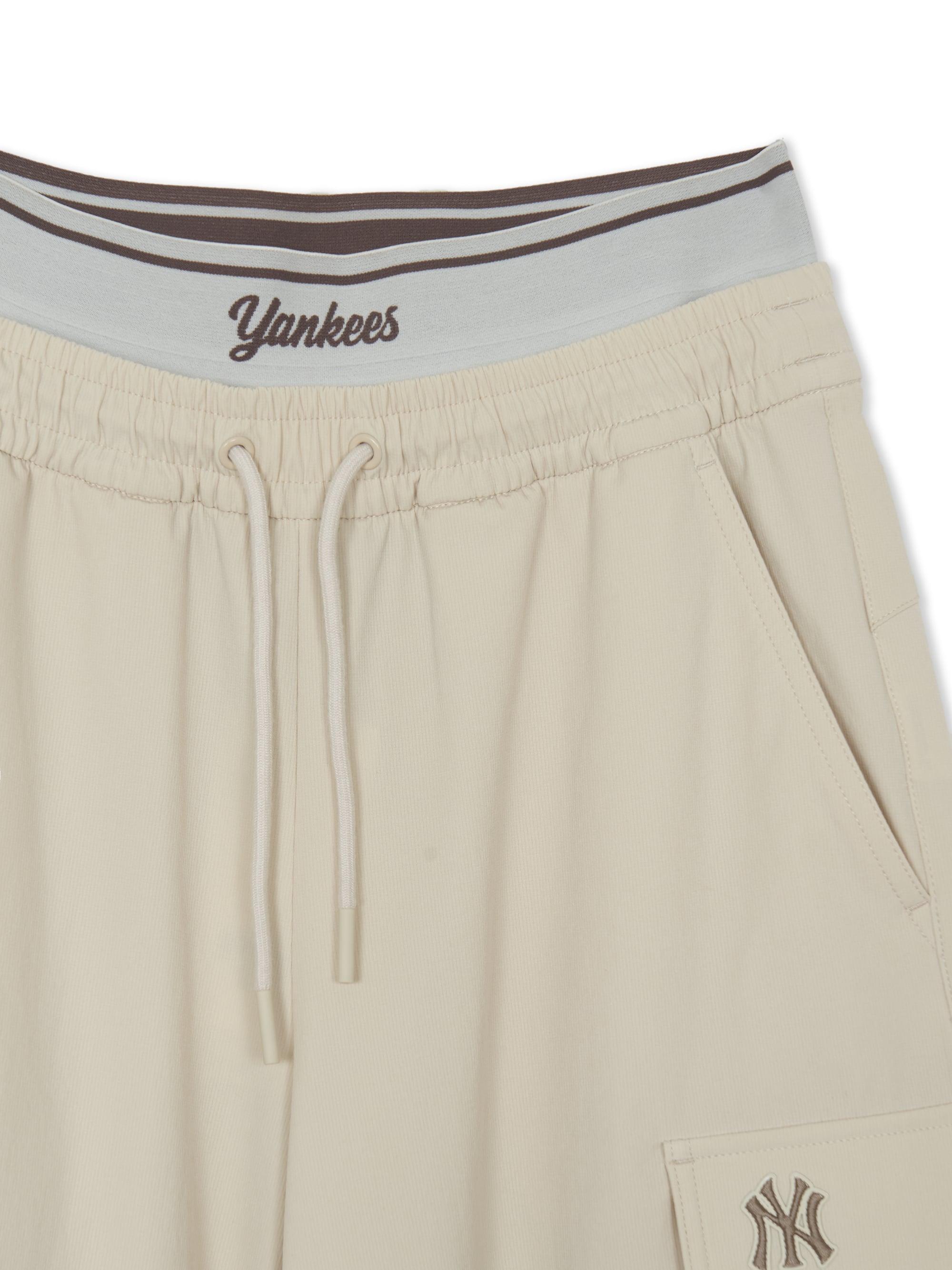여성 더블웨이스트 로고밴드 카고 와이드 플레어 팬츠 뉴욕양키스