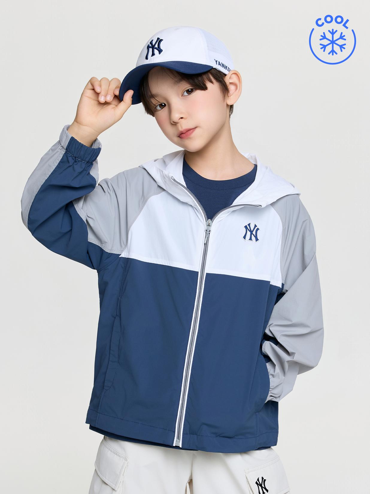 MLB 아웃도어 컬러블럭 홑겹 바람막이 뉴욕양키스 (NAVY)