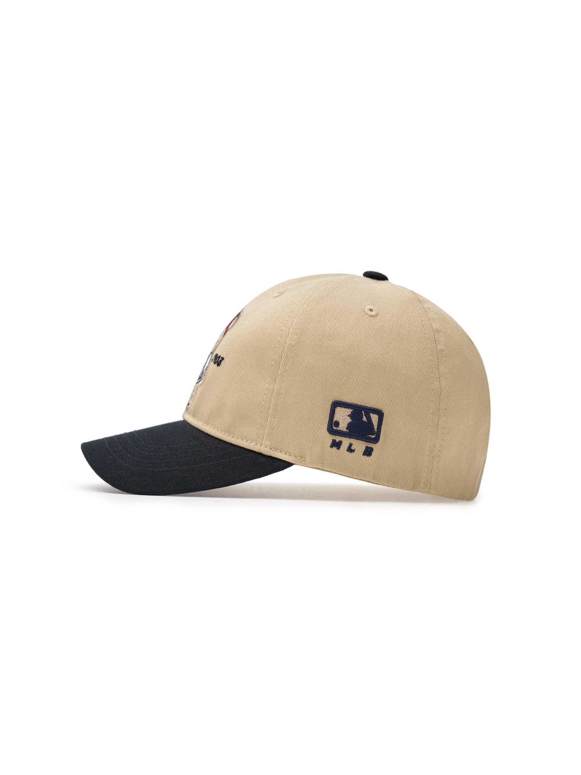 Mayu 내 행복 MLB 모노베어 직조라벨 배색 볼캡 뉴욕양키스 (BEIGE)