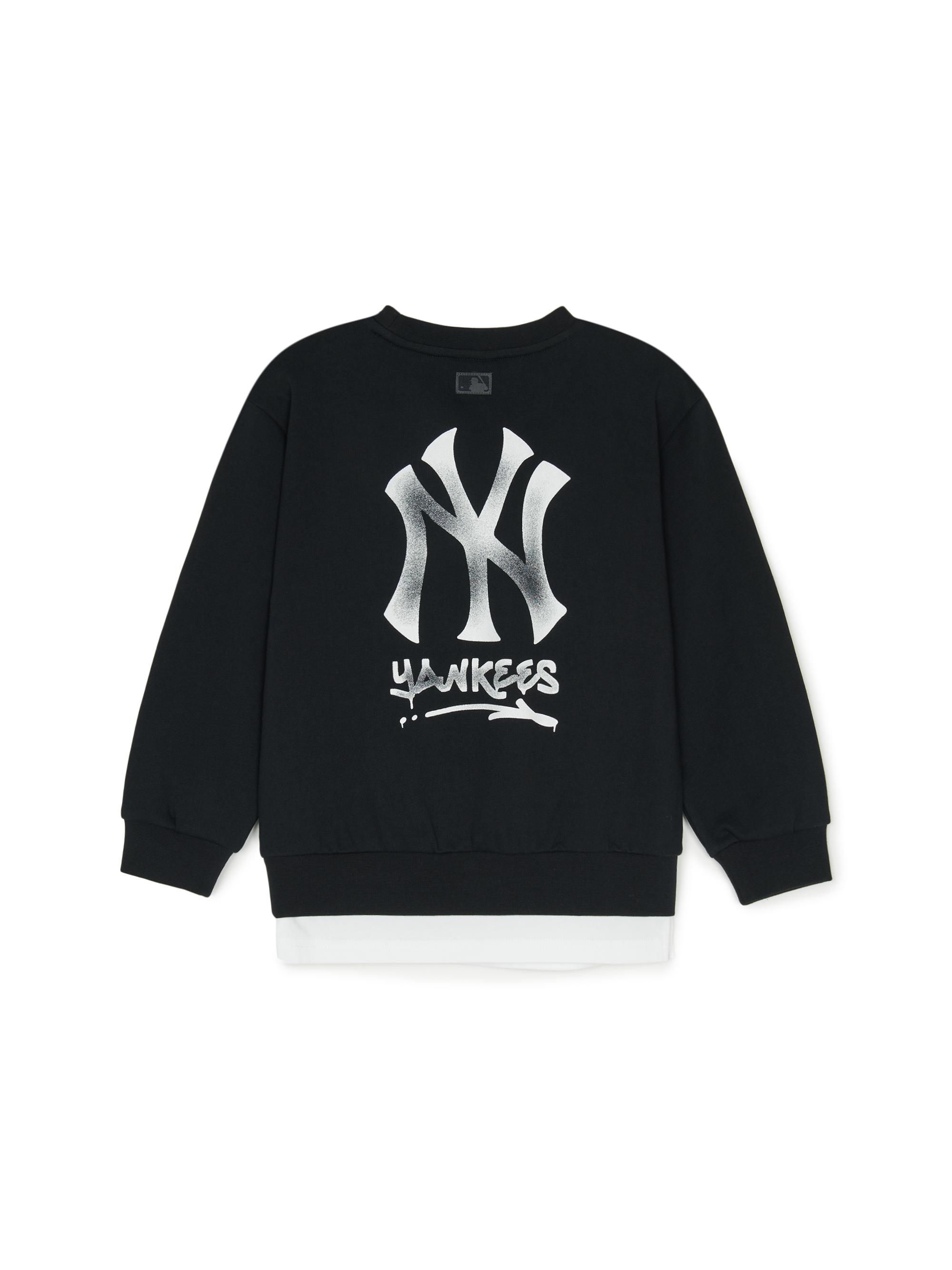韓国newera■MLB Applique Logo Sweater ■送料込 Sweater MLB NY YANKEES LOGO WHITE EMBROIDERY BLACK