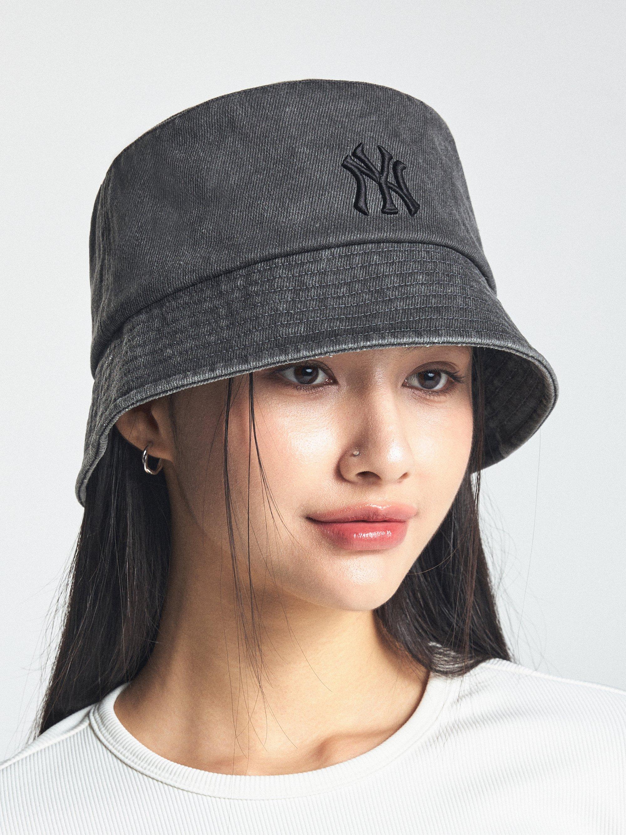 □MLB Korea□ Basic Bucket Hat Drop Fit NY DGrey 3AHT8804N-5