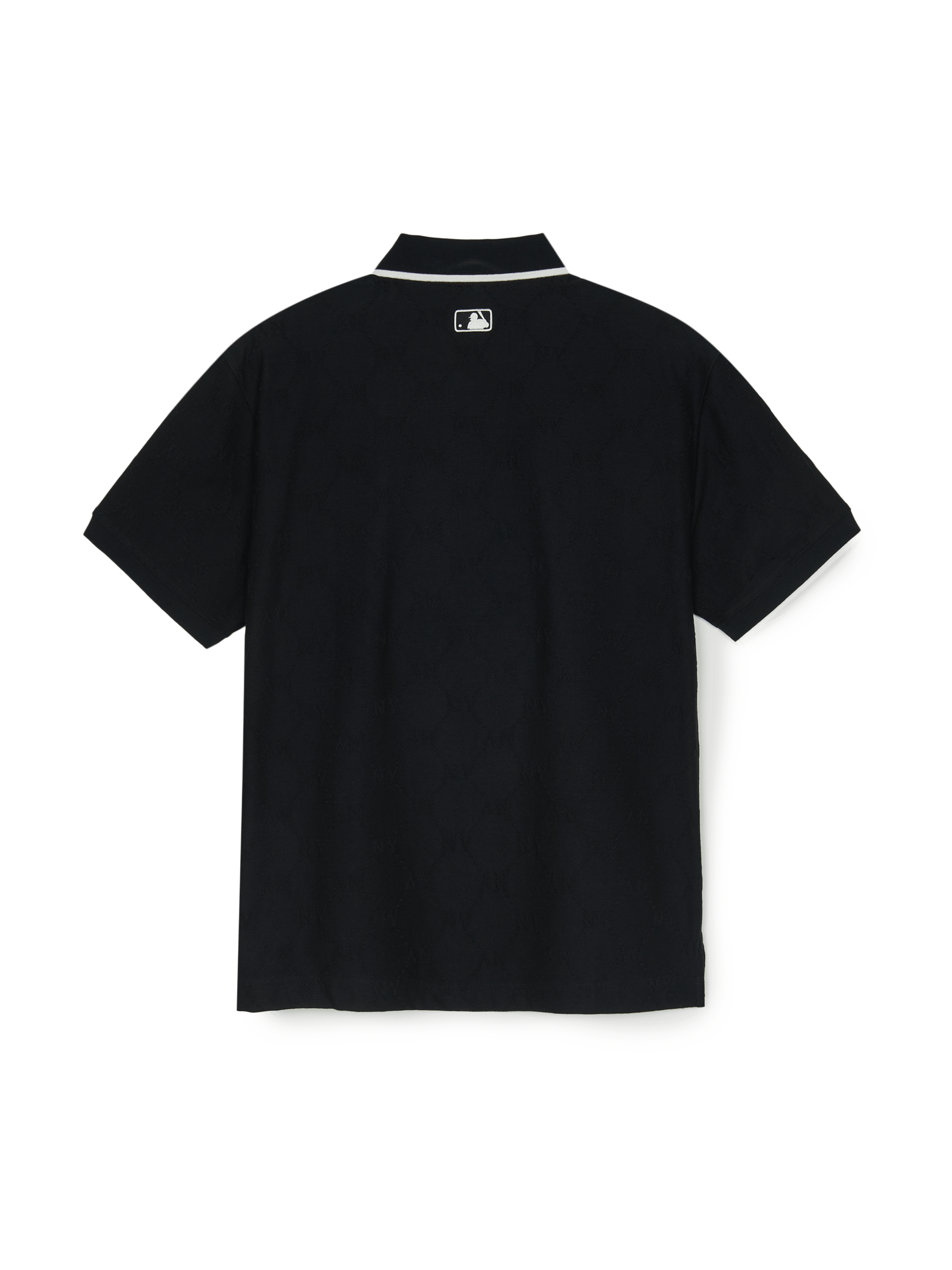 MLB■Pocket Woven Short-sleeved★送料込 MLB 다이아 모노그램 자카드 카라 티셔츠 뉴욕양키스 (BLACK)