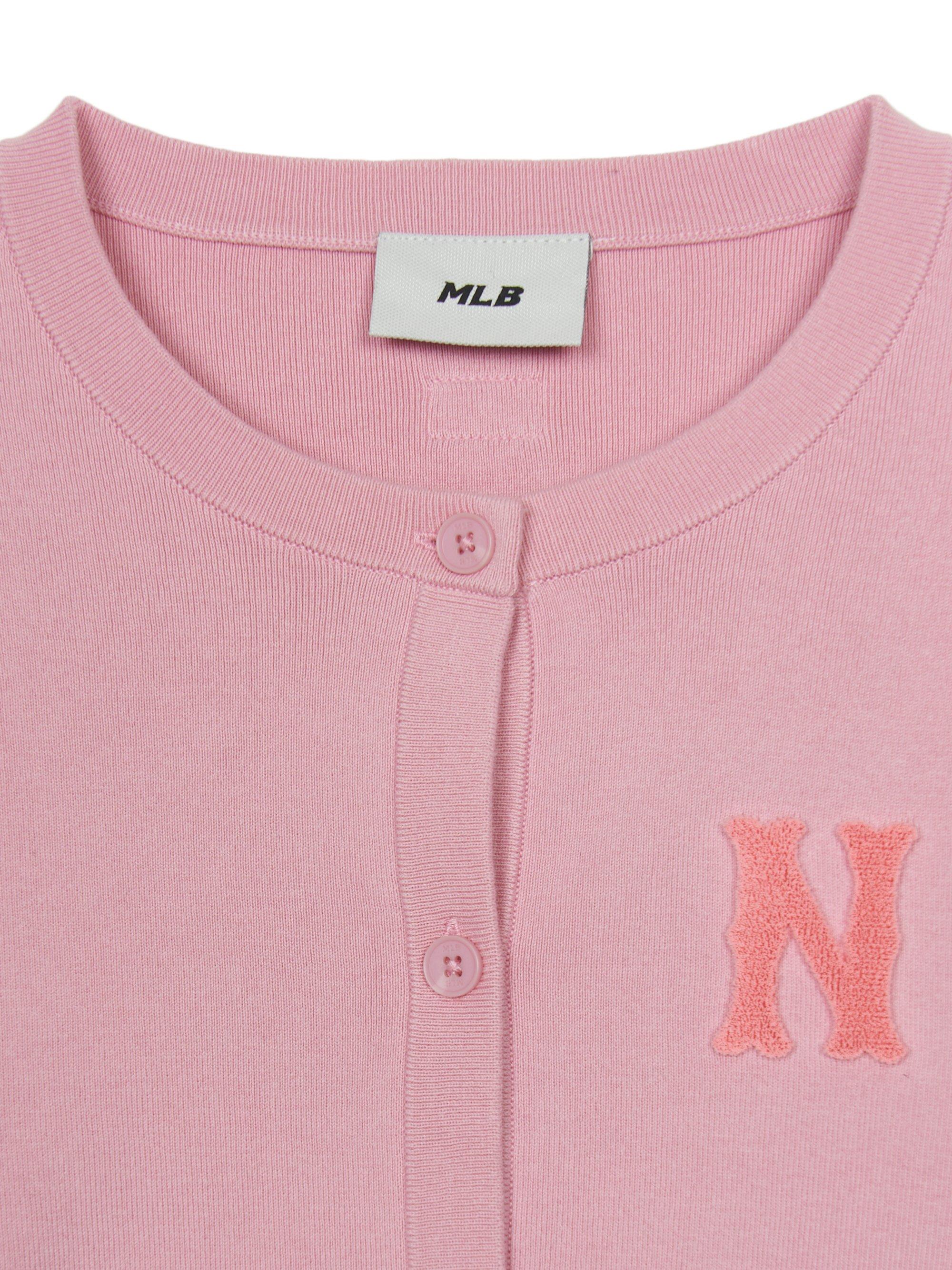 MLB 여성 베이직 쿠퍼스 버튼 크롭 가디건 뉴욕양키스 (PINK)