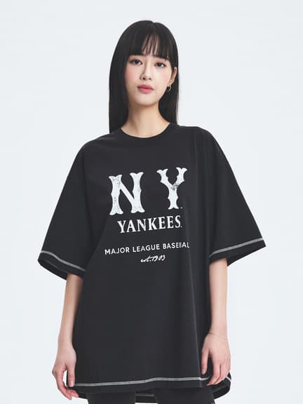 新品⭐韓国限定⭐MLB Korea⭐ Tシャツ Mサイズ モノグラム紺色ネイビー 別注 MLB ラグランロゴBIGT 韓国 韓国ファッション ストリート系