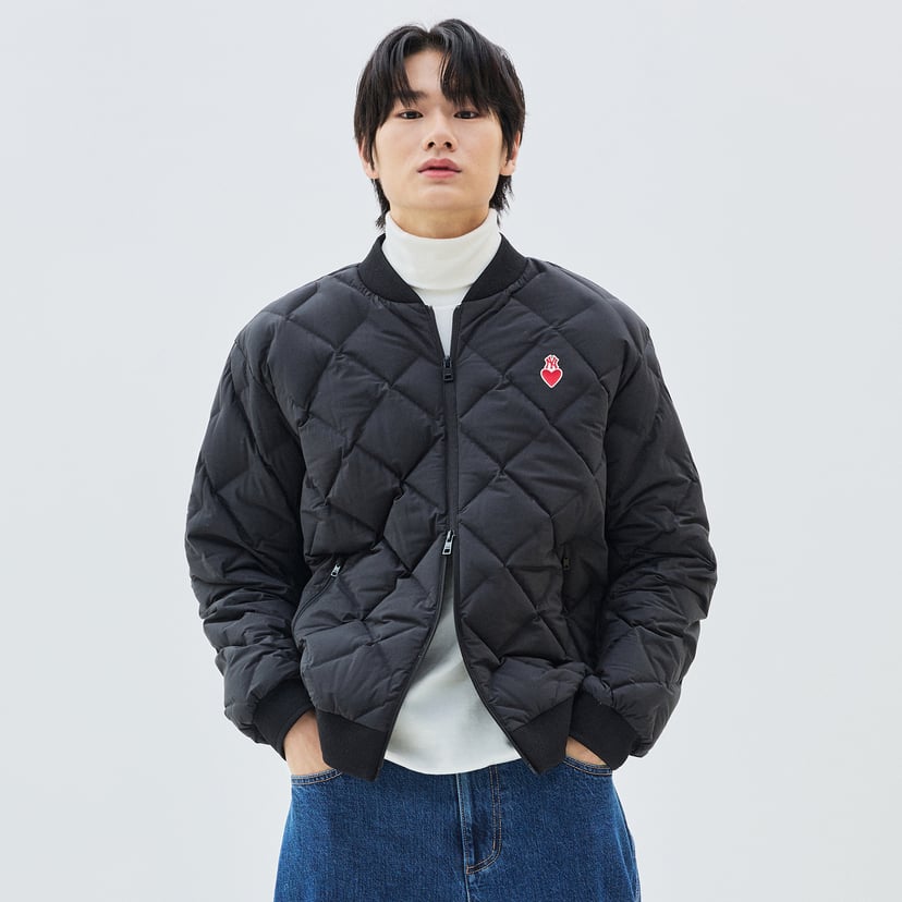 남성 하트 베이스볼 넥 경량 패딩 뉴욕양키스