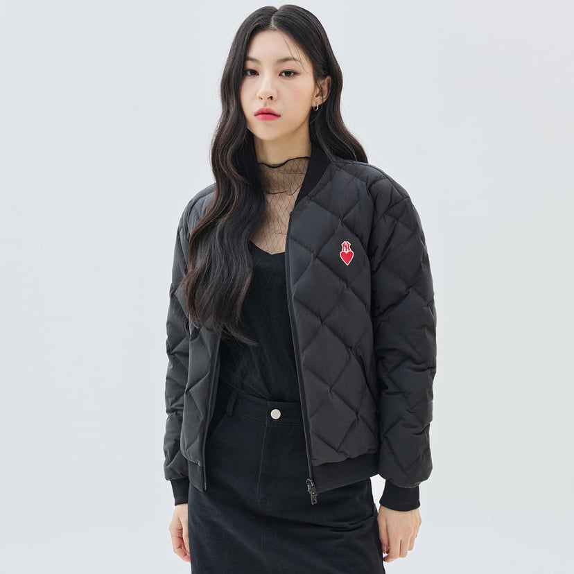 여성 하트 베이스볼 넥 경량 패딩 뉴욕양키스
