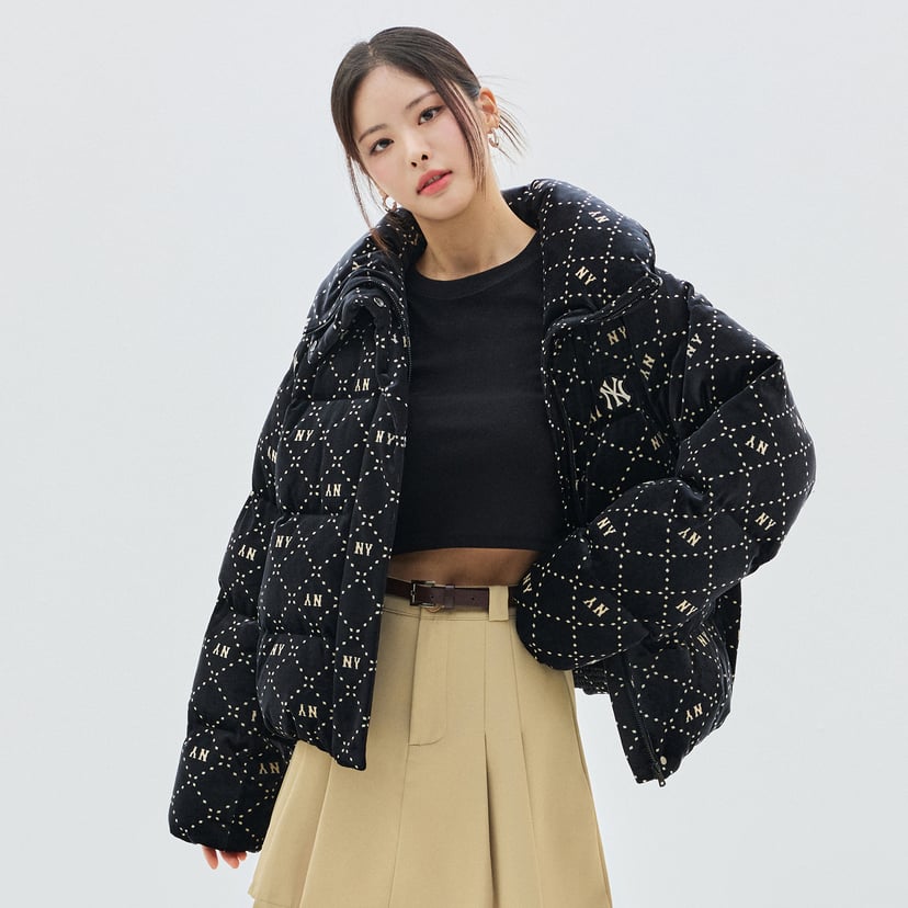 여성 다이아 모노그램 벨벳 크롭 패딩 뉴욕양키스