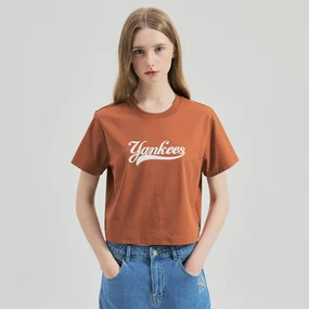 여성 베이직 바시티 컬시브 크롭 티셔츠 뉴욕양키스