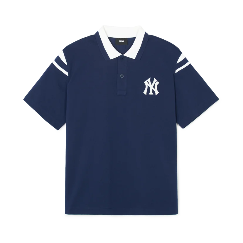 바시티 어깨배색 오버핏 카라 티셔츠 뉴욕양키스