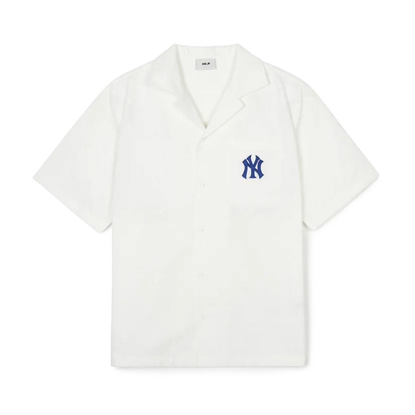 다이아 모노그램 자가드 오픈카라 반팔 셔츠 뉴욕양키스