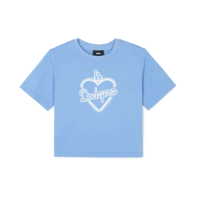 여성 하트 미듐로고 슬림 크롭 반팔 티셔츠 LA다저스