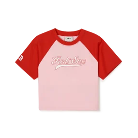 여성 바시티 라글란 크롭 티셔츠 보스턴 레드삭스