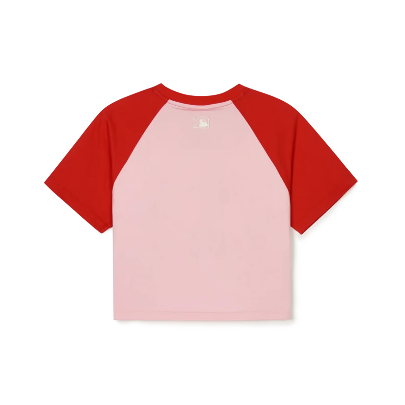 여성 바시티 라글란 크롭 티셔츠 보스턴 레드삭스